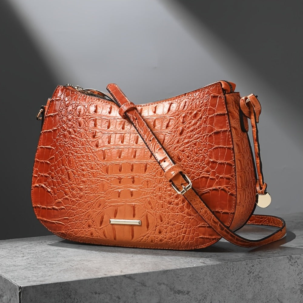 Crossbody Bag for Women – for Travel & Everyday Use, Crocodile Pattern Vintage Textured – detail view 24