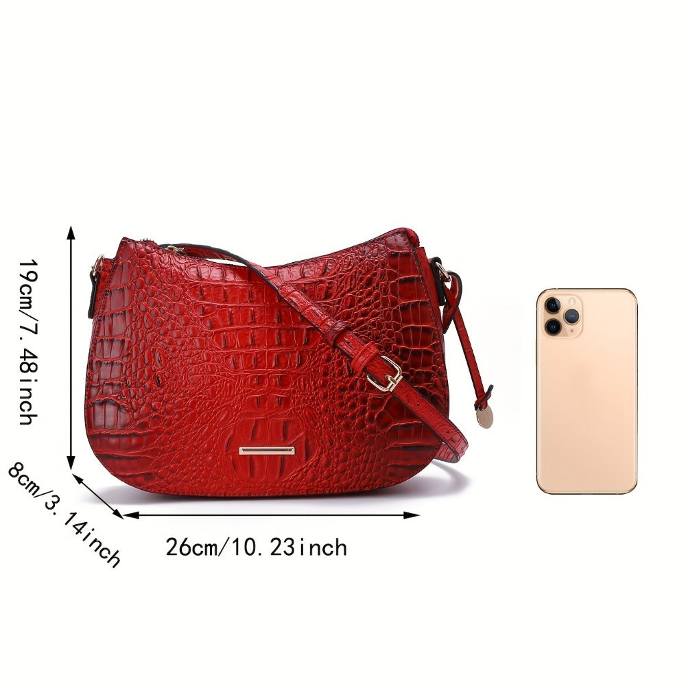 Crossbody Bag for Women – for Travel & Everyday Use, Crocodile Pattern Vintage Textured – detail view 8