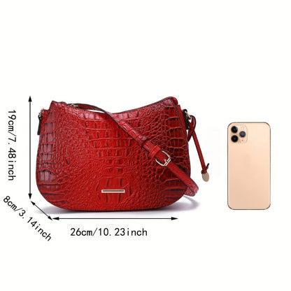 Crossbody Bag for Women – for Travel & Everyday Use, Crocodile Pattern Vintage Textured – detail view 8