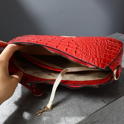 Crossbody Bag for Women – for Travel & Everyday Use, Crocodile Pattern Vintage Textured – detail view 10