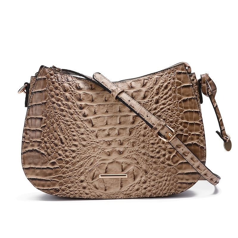 Crossbody Bag for Women – for Travel & Everyday Use, Crocodile Pattern Vintage Textured – detail view 2