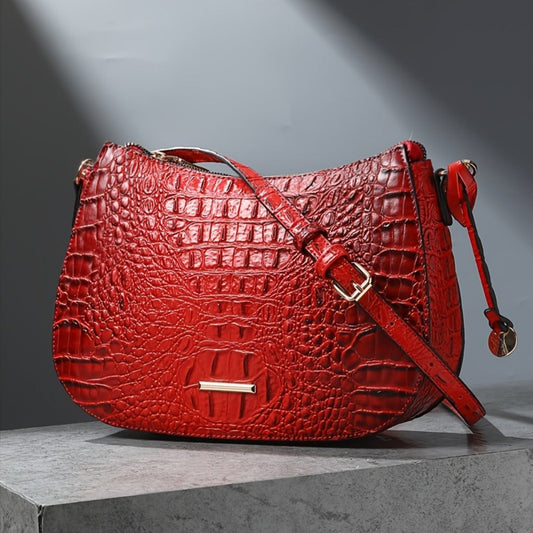 Crossbody Bag for Women – for Travel & Everyday Use, Crocodile Pattern Vintage Textured – front view