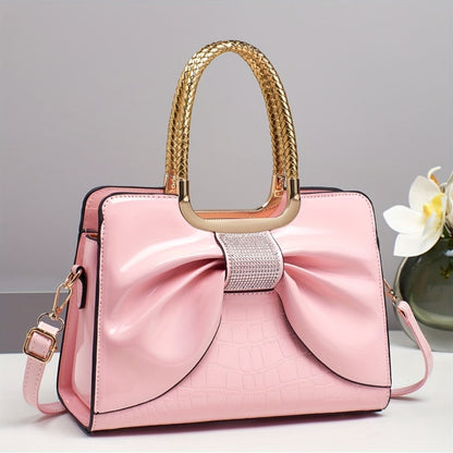 Crossbody Bag for Women – for Travel & Work, Bow Accent Faux Leather Luxury – detail view 9