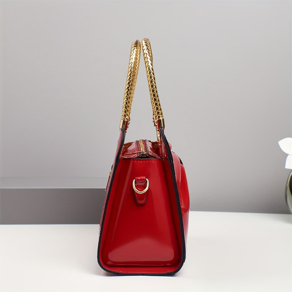 Crossbody Bag for Women – for Travel & Work, Bow Accent Faux Leather Luxury – detail view 11