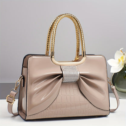 Crossbody Bag for Women – for Travel & Work, Bow Accent Faux Leather Luxury – detail view 6
