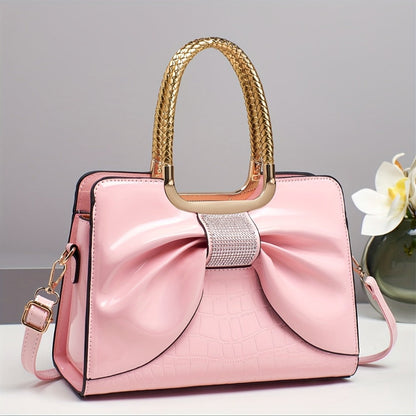 Crossbody Bag for Women – for Travel & Work, Bow Accent Faux Leather Luxury – detail view 8