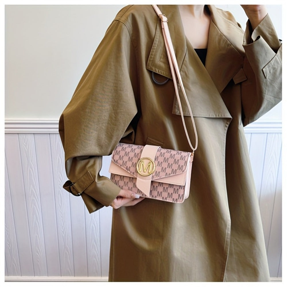 Crossbody Bag for Women – for Travel & Work, Retro Letter Vintage Work Shopping – front view