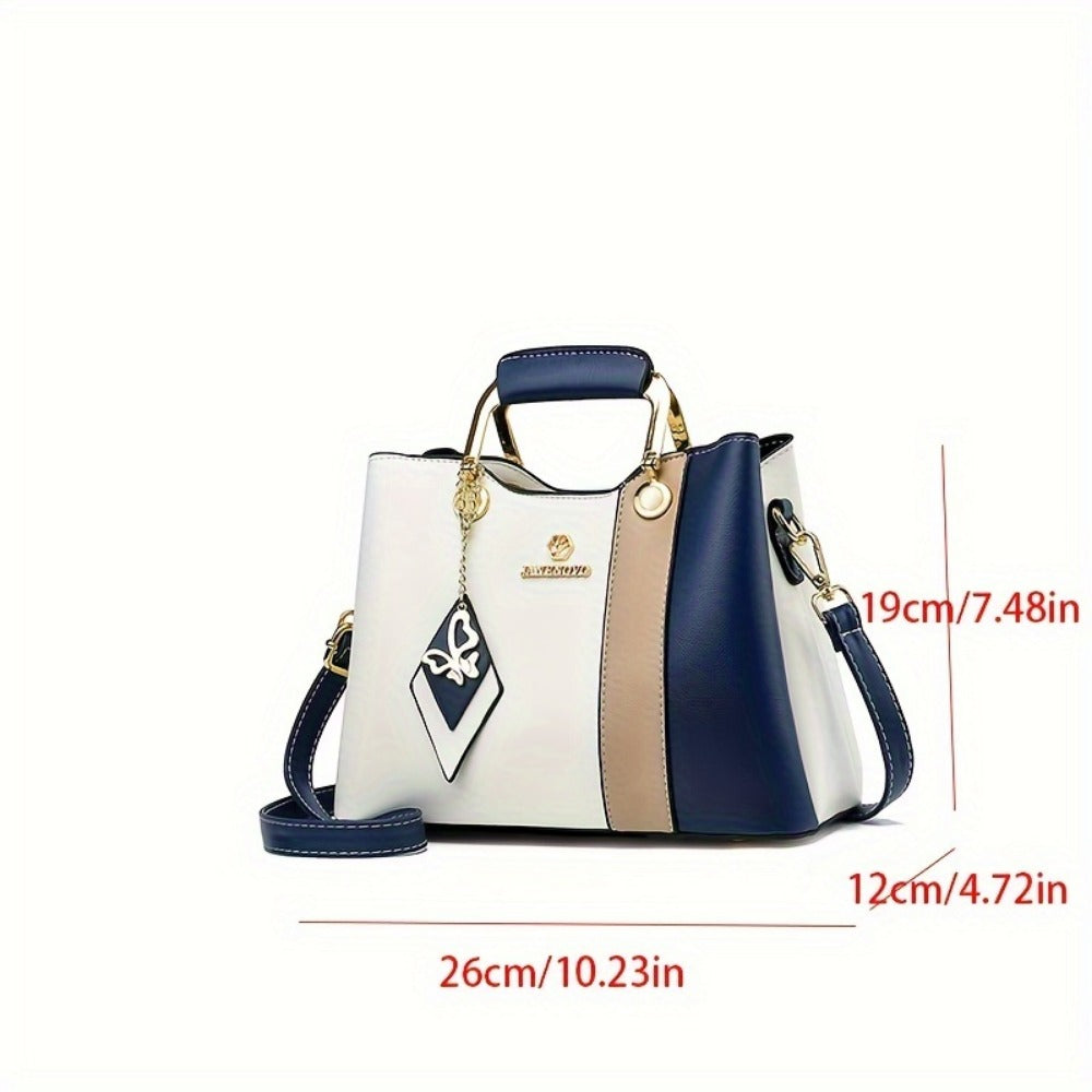Crossbody Bag for Women – for Travel & Work, Color Block Navy White Contrast – detail view 3