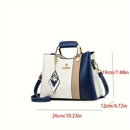 Crossbody Bag for Women – for Travel & Work, Color Block Navy White Contrast – detail view 3