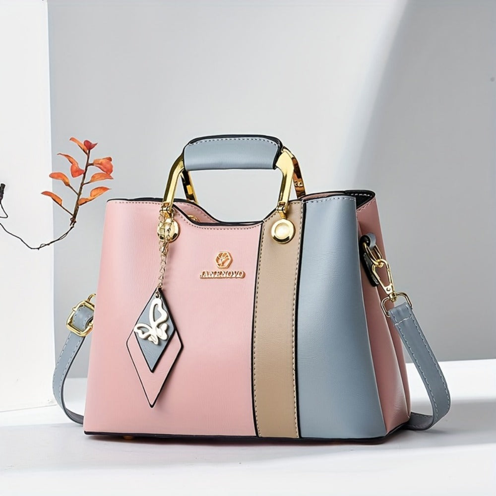 Crossbody Bag for Women – for Travel & Work, Color Block Navy White Contrast – detail view 4
