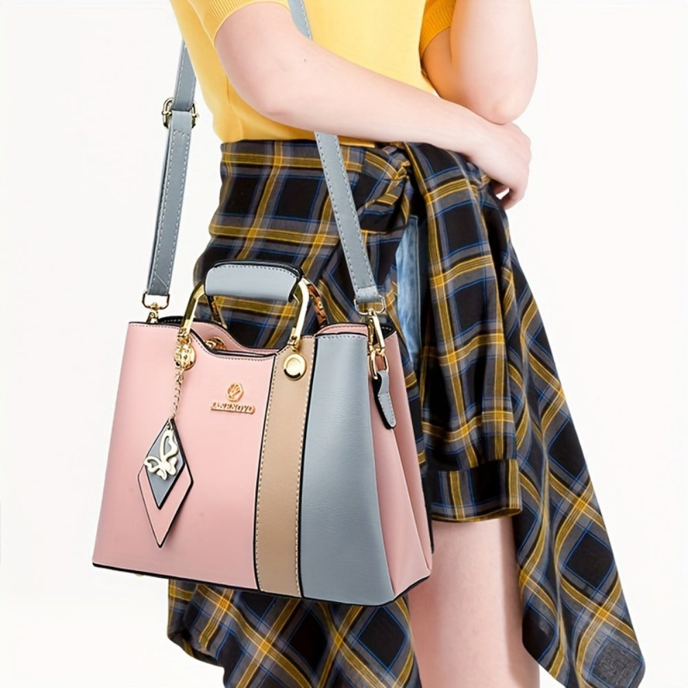 Crossbody Bag for Women – for Travel & Work, Color Block Navy White Contrast – detail view 7