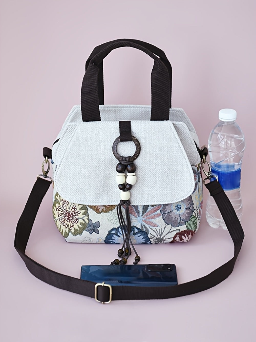 Crossbody Bag for Women – for Travel, Boho Floral Beaded Accent Multi – detail view 11