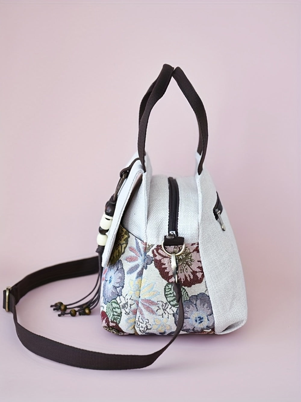 Crossbody Bag for Women – for Travel, Boho Floral Beaded Accent Multi – detail view 13
