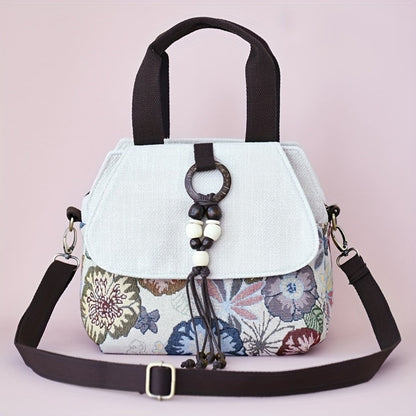 Crossbody Bag for Women – for Travel, Boho Floral Beaded Accent Multi – front view