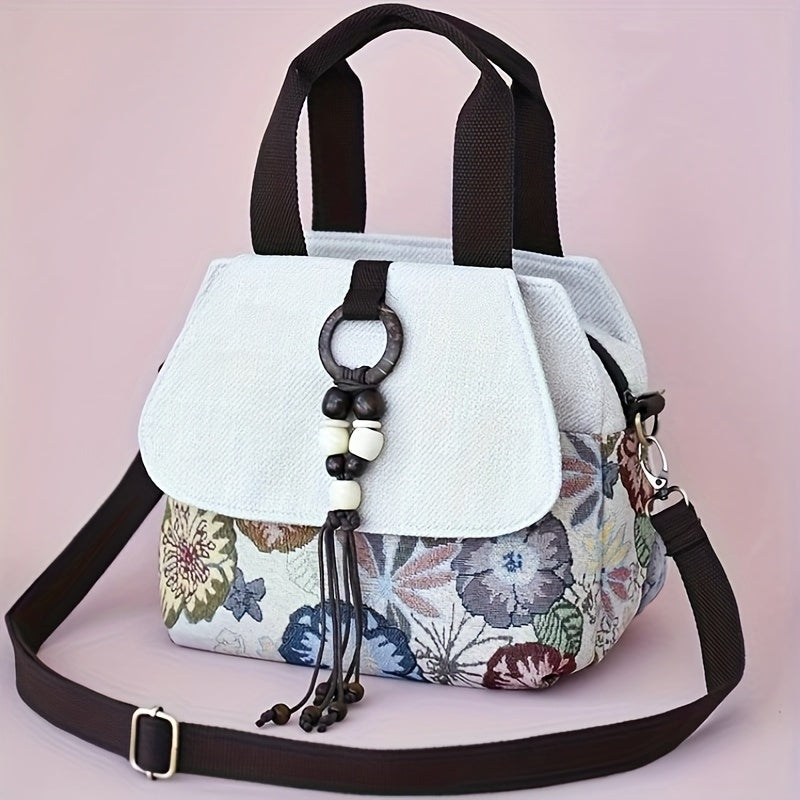 Crossbody Bag for Women – for Travel, Boho Floral Beaded Accent Multi – detail view 16