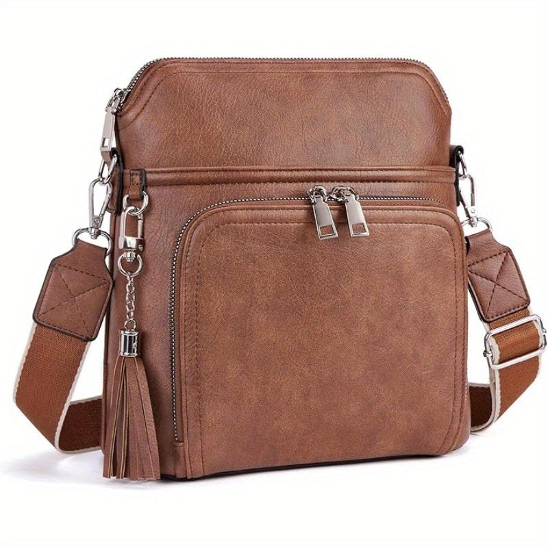 Crossbody Bag for Women – for Travel, Faux Leather Boho Tassel Chic – detail view 23