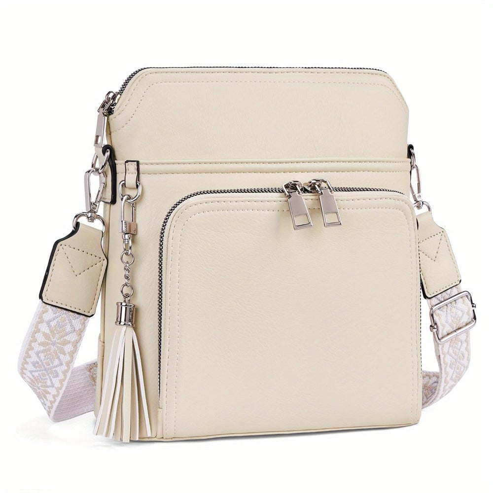 Crossbody Bag for Women – for Travel, Faux Leather Boho Tassel Chic – detail view 11