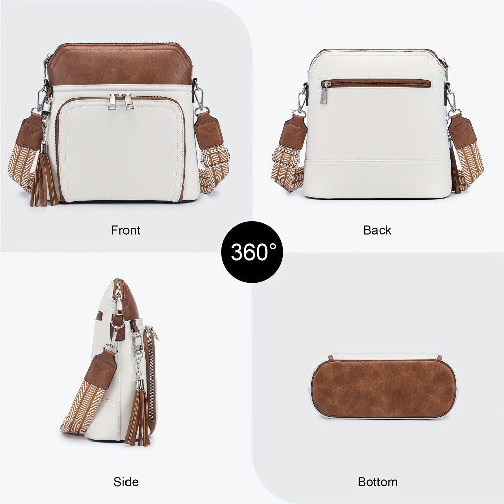 Crossbody Bag for Women – for Travel, Faux Leather Boho Tassel Chic – detail view 13
