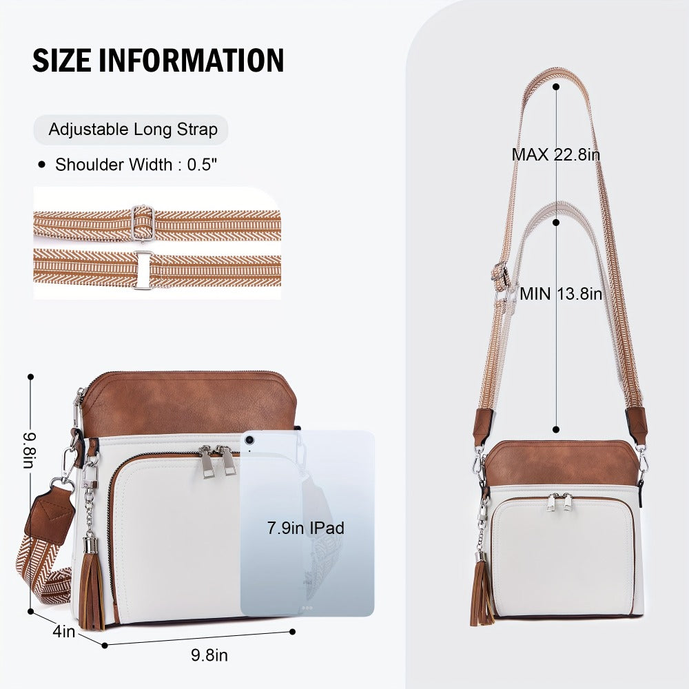 Crossbody Bag for Women – for Travel, Faux Leather Boho Tassel Chic – detail view 14