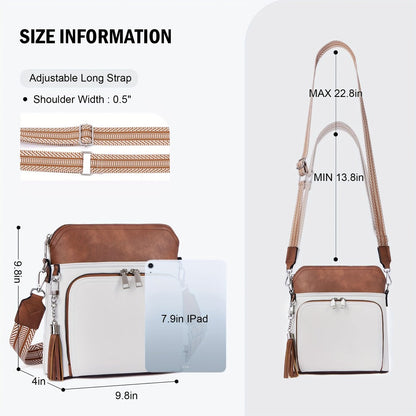 Crossbody Bag for Women – for Travel, Faux Leather Boho Tassel Chic – detail view 14