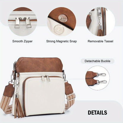 Crossbody Bag for Women – for Travel, Faux Leather Boho Tassel Chic – detail view 6