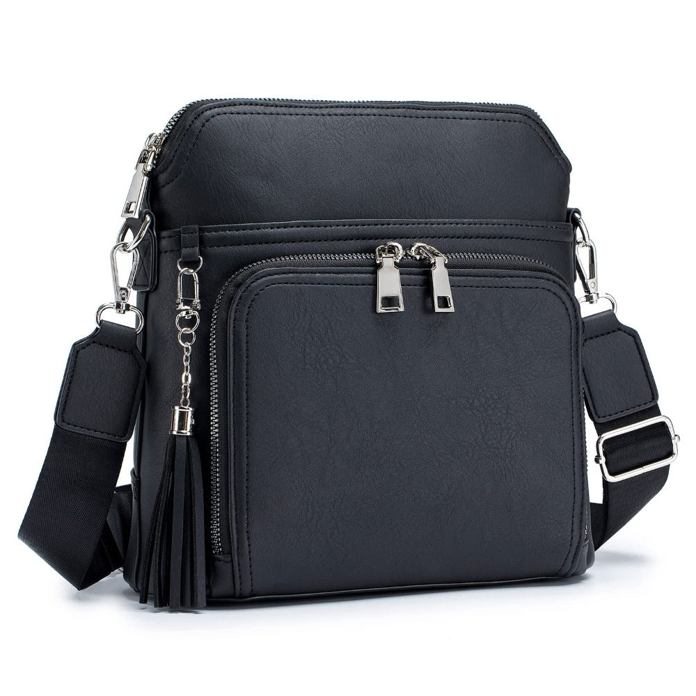Crossbody Bag for Women – for Travel, Faux Leather Boho Tassel Chic – detail view 7