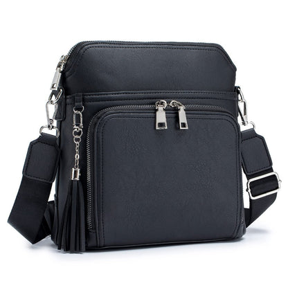 Crossbody Bag for Women – for Travel, Faux Leather Boho Tassel Chic – detail view 7
