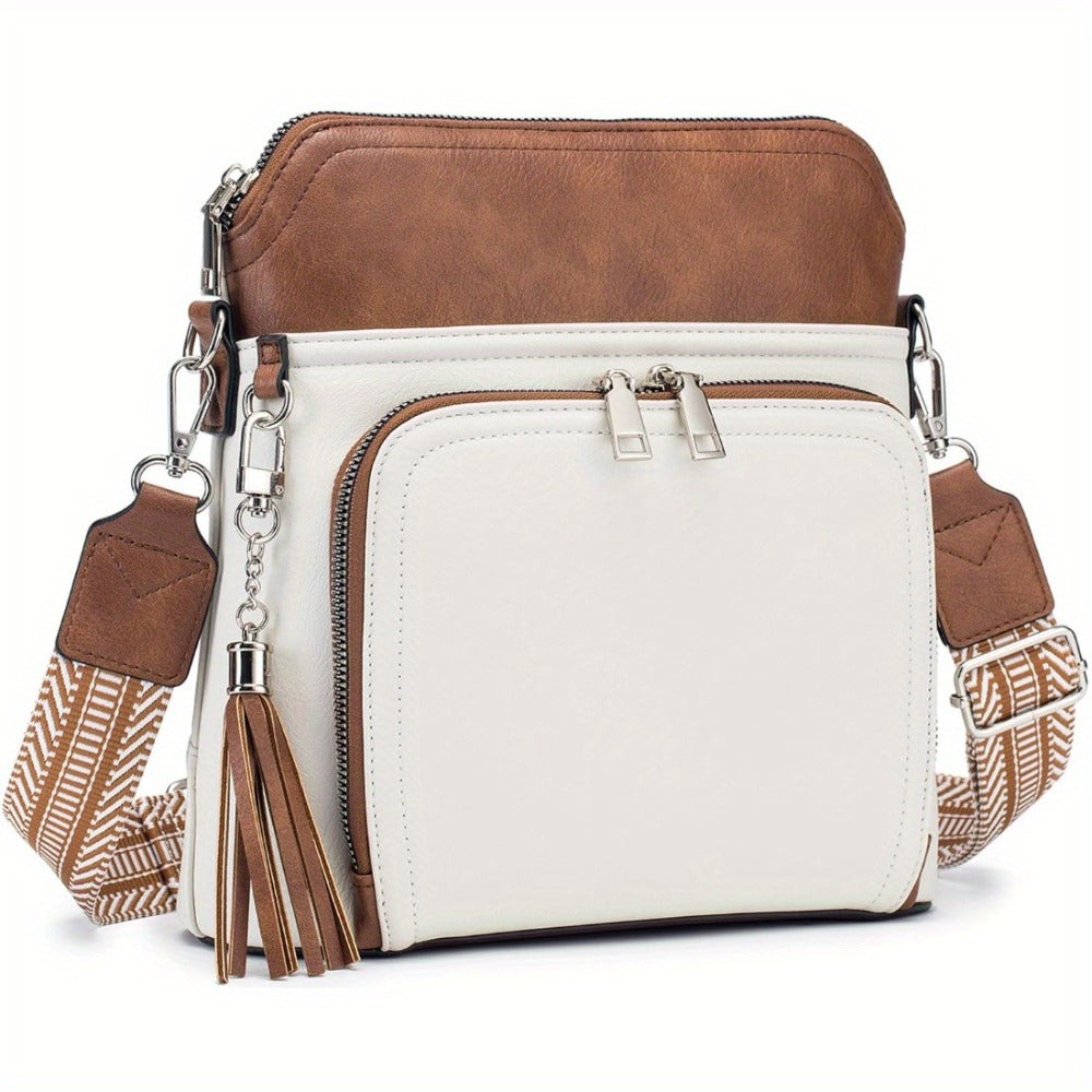 Crossbody Bag for Women – for Travel, Faux Leather Boho Tassel Chic – front view
