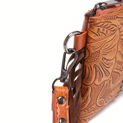 Crossbody Bag for Women – for Travel, Woven Tassel Vintage Floral Fringe – detail view 9