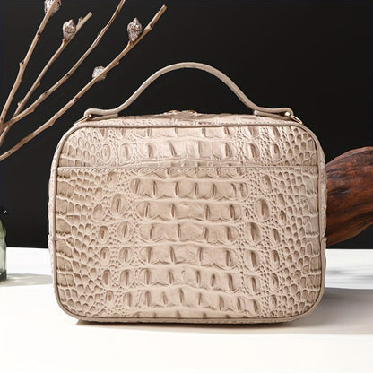 Crossbody Bag for Women – Vegan Leather, Crocodile Pattern Top Handle Satchel – detail view 14