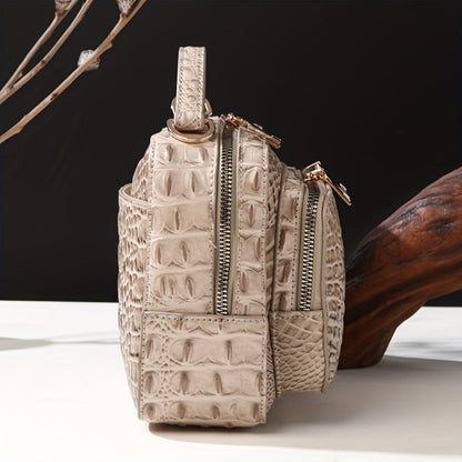 Crossbody Bag for Women – Vegan Leather, Crocodile Pattern Top Handle Satchel – detail view 15