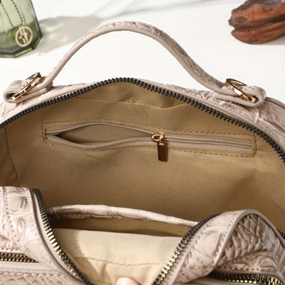 Crossbody Bag for Women – Vegan Leather, Crocodile Pattern Top Handle Satchel – detail view 16