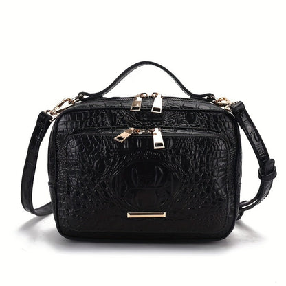 Crossbody Bag for Women – Vegan Leather, Crocodile Pattern Top Handle Satchel – detail view 18