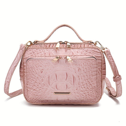 Crossbody Bag for Women – Vegan Leather, Crocodile Pattern Top Handle Satchel – detail view 19