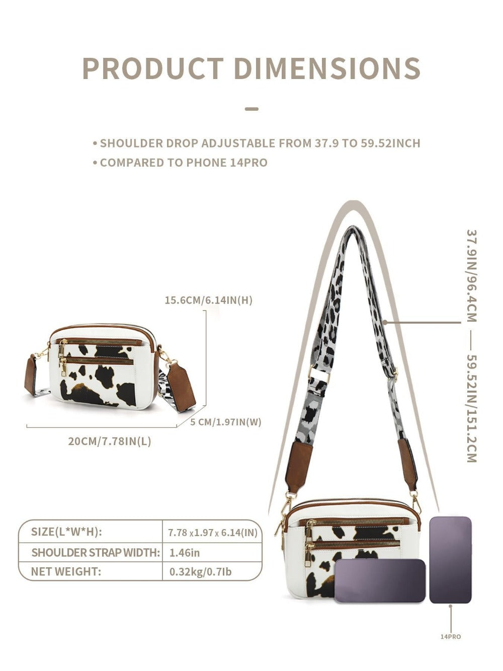 Crossbody Bag for Women – Vegan Leather, Adjustable Strap, Lightweight, for Travel & – detail view 33