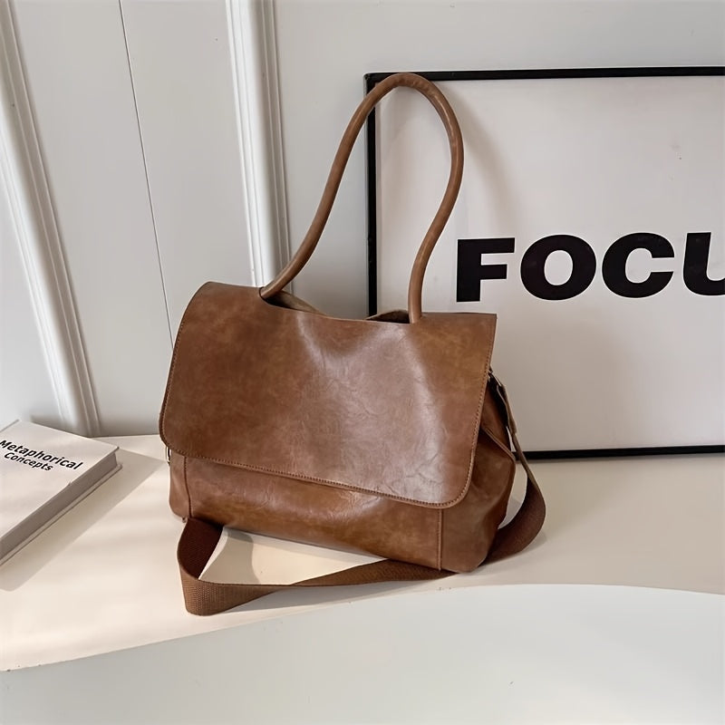 Crossbody Bag for Women – Vintage Leather Satchel Handmade Top – front view - product view 20