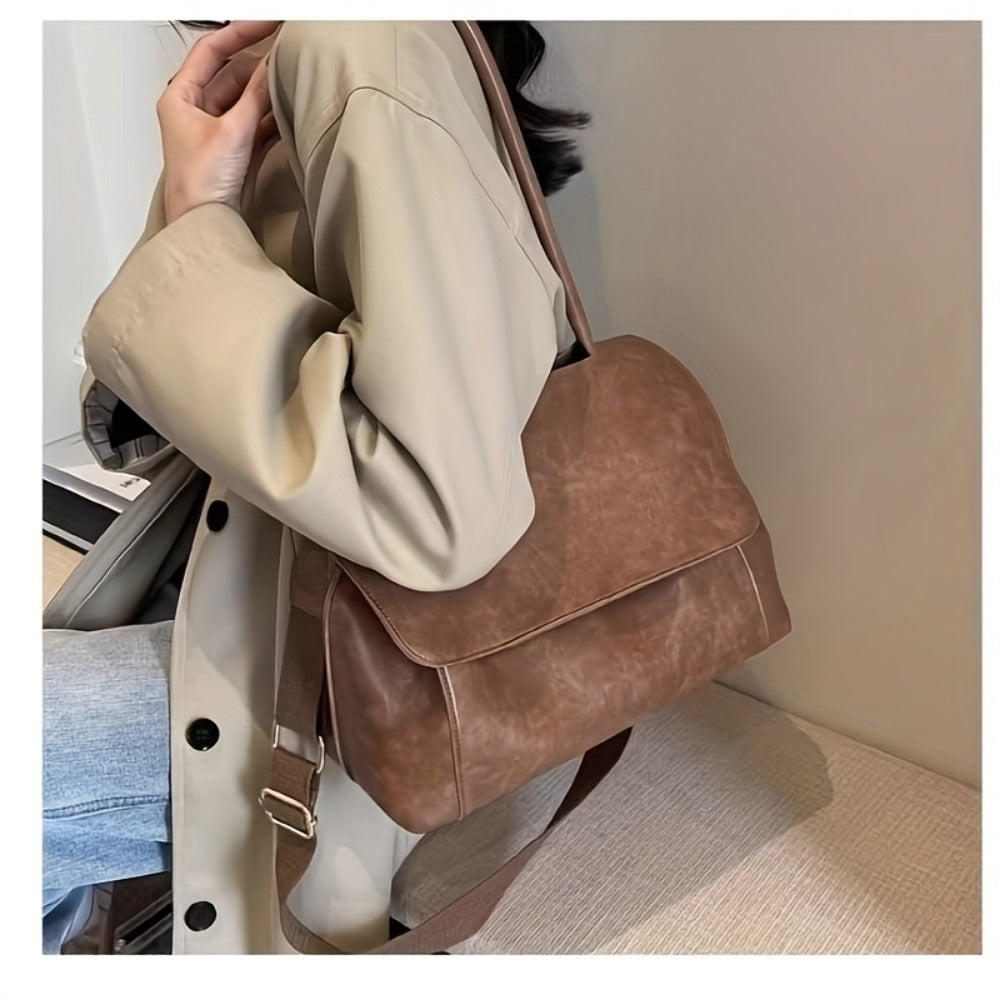 Crossbody Bag for Women – Vintage Leather Satchel Handmade Top – detail view 13