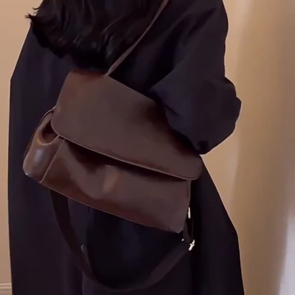 Crossbody Bag for Women – Vintage Leather Satchel Handmade Top – detail view 16