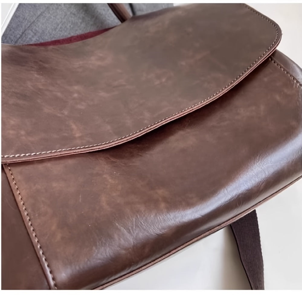 Crossbody Bag for Women – Vintage Leather Satchel Handmade Top – detail view 18