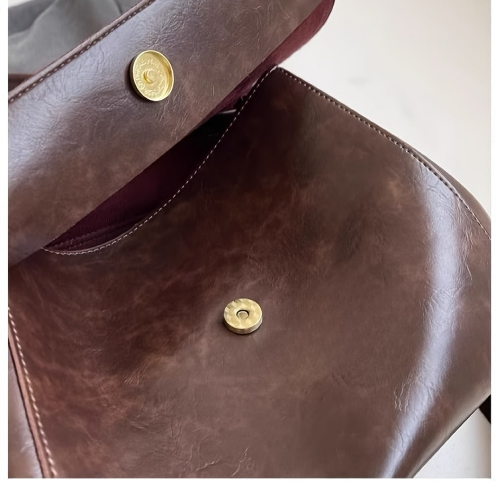 Crossbody Bag for Women – Vintage Leather Satchel Handmade Top – detail view 19