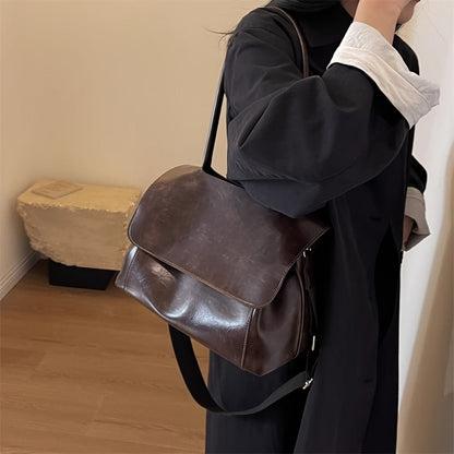 Crossbody Bag for Women – Vintage Leather Satchel Handmade Top – detail view 6