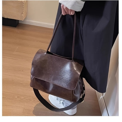 Crossbody Bag for Women – Vintage Leather Satchel Handmade Top – detail view 10