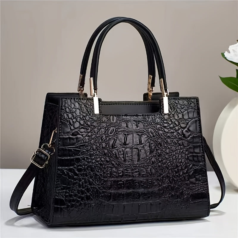 Crossbody Bag for Women – for Work, Crocodile Pattern Gradient Color Multifunctional – front view - product view 7