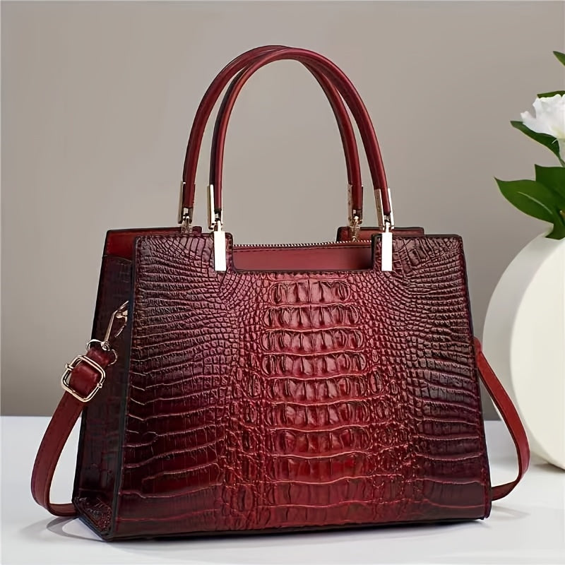 Crossbody Bag for Women – for Work, Crocodile Pattern Gradient Color Multifunctional – detail view 2