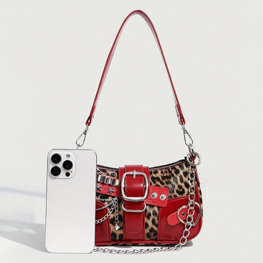Crossbody Bag for Women – Y2k Leopard Print Chain Strap – alternate view