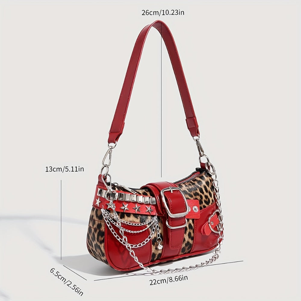 Crossbody Bag for Women – Y2k Leopard Print Chain Strap – detail view 3