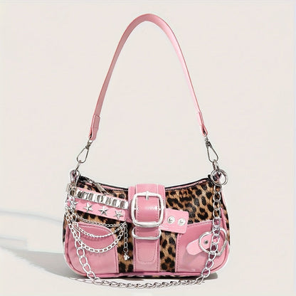 Crossbody Bag for Women – Y2k Leopard Print Chain Strap – detail view 5