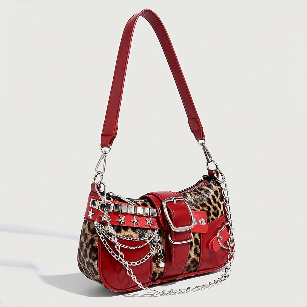 Crossbody Bag for Women – Y2k Leopard Print Chain Strap – detail view 7