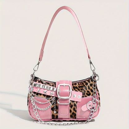 Crossbody Bag for Women – Y2k Leopard Print Chain Strap – detail view 9
