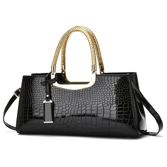 Women's Handbag – Alligator Pattern Evening Glossy Dinner – front view